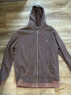 Men's ILLEST Zip-Up Hooded Sweater in Brown